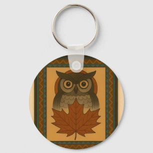 Magical Owl Design with Beaded Look Key Ring