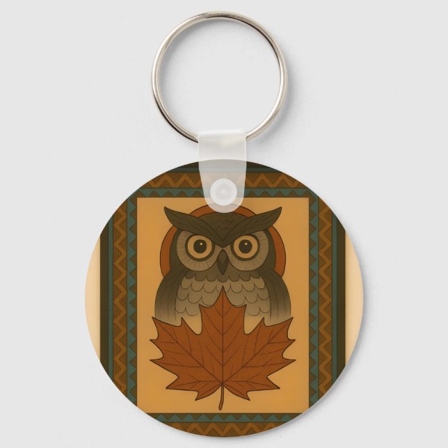 Magical Owl Design with Beaded Look Key Ring (Front)