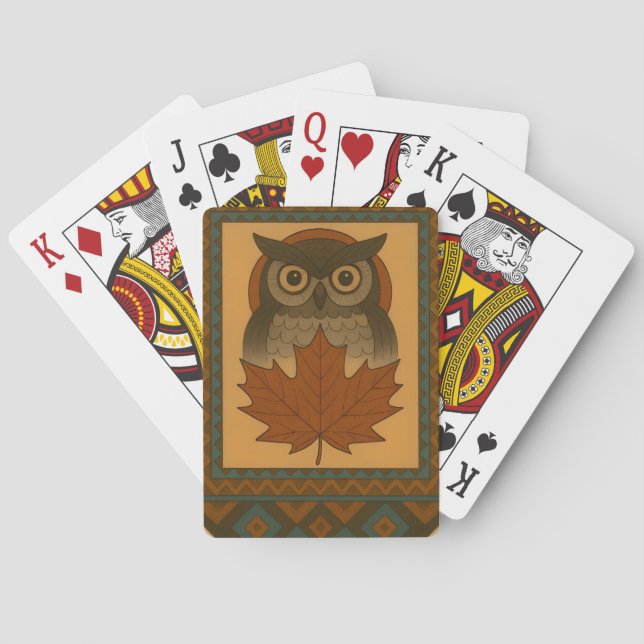 Magical Owl Design with Beaded Look Playing Cards (Back)
