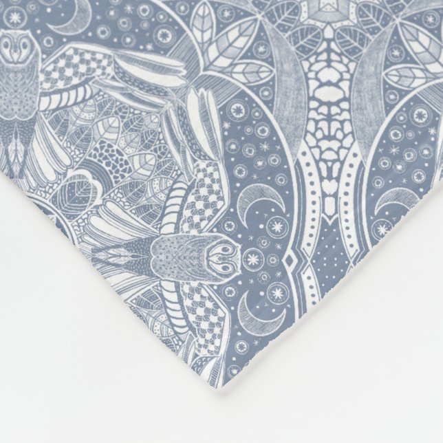 Magical Owl Mandala Fleece Blanket (Corner)