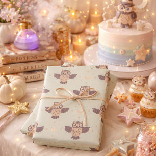 Magical Owl Moon Wrapping Paper Sheets