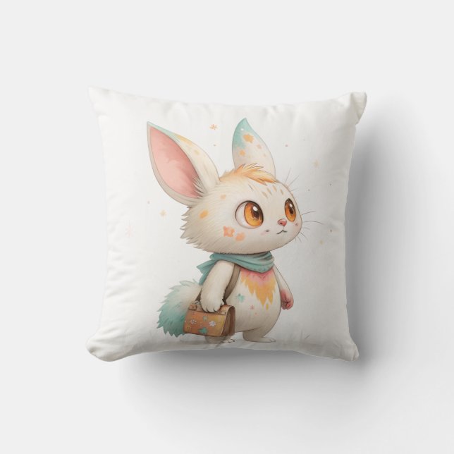 Magical Paint-Splashed Rabbit-Cat Creature Cushion (Front)