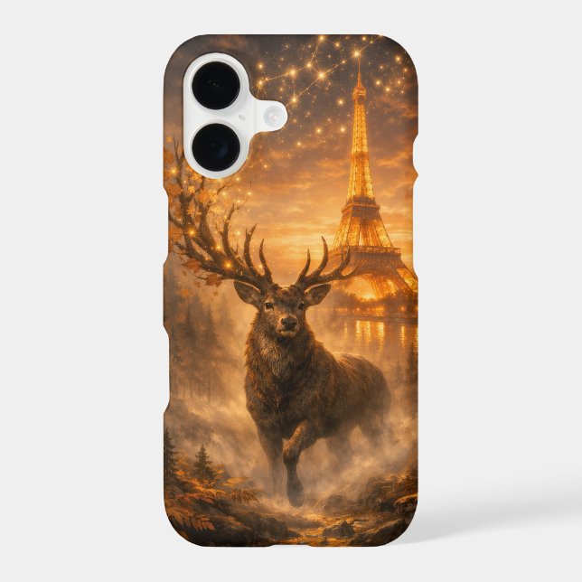 Magical Paris Stag Eiffel Tower Autumn iPhone Case (Back)