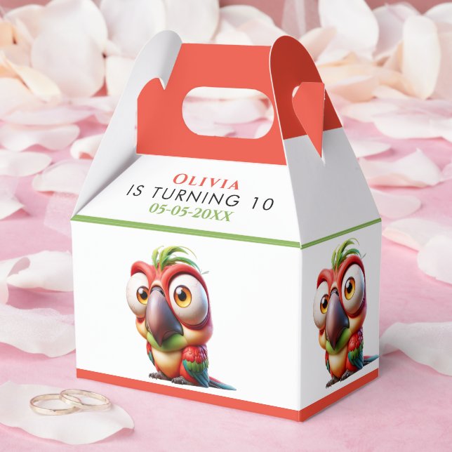  Magical Parrot Caricatures 1st Birthday Favour Box (Wedding)
