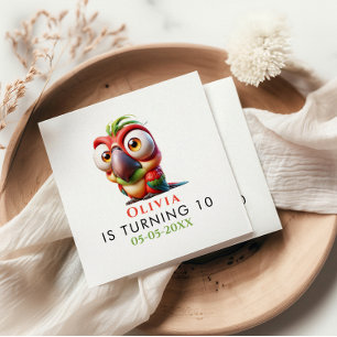  Magical Parrot Caricatures 1st Birthday Napkin