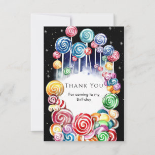 Magical Pastel Candyland Birthday Thank You Card