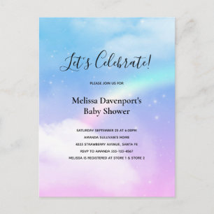 Magical Pastel Clouds and a Rainbow Baby Shower Invitation Postcard