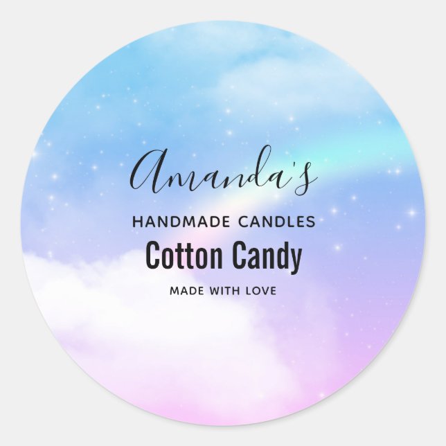 Magical Pastel Clouds and a Rainbow Candle Biz Classic Round Sticker (Front)