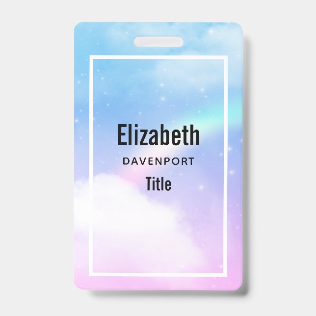 Magical Pastel Clouds and a Rainbow ID Badge (Front)