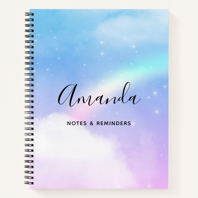 Magical Pastel Clouds and a Rainbow Notebook (Front)