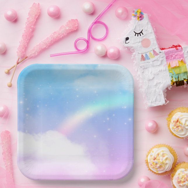 Magical Pastel Clouds and a Rainbow Paper Plate (Party)