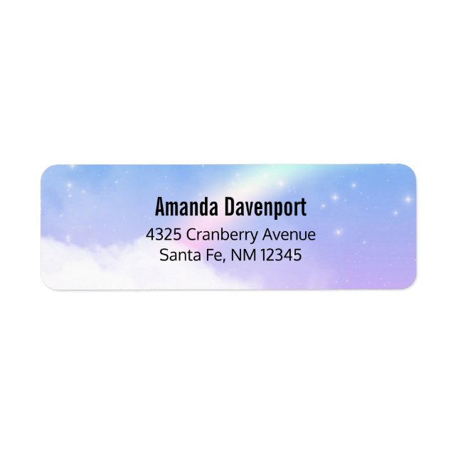 Magical Pastel Clouds and a Rainbow Return Address Label (Front)