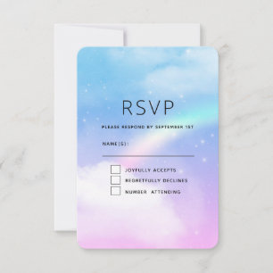 Magical Pastel Clouds and a Rainbow RSVP Card