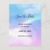 Magical Pastel Clouds and a Rainbow Save the Date