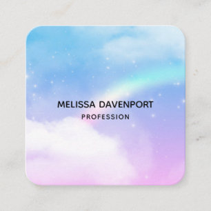 Magical Pastel Clouds and a Rainbow Square Business Card