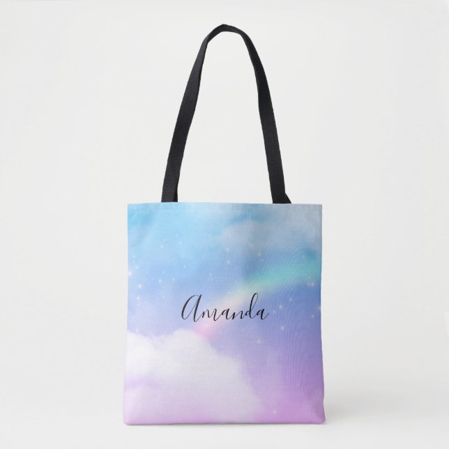 Magical Pastel Clouds and a Rainbow Tote Bag (Front)