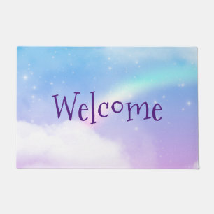 Magical Pastel Clouds and a Rainbow Welcome Doormat