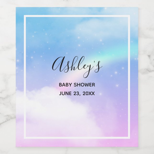 Magical Pastel Clouds and a Rainbow Wine Label (Single Label)
