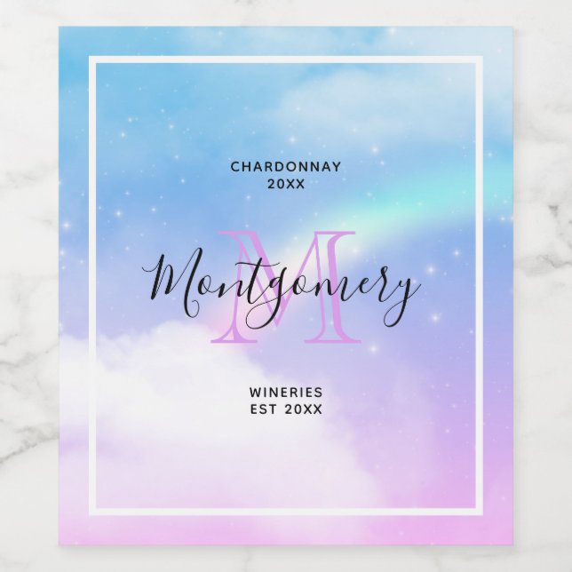 Magical Pastel Clouds and a Rainbow Wine Making Label (Single Label)