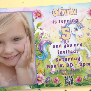 Magical Pastel Custom Birthday Photo Invitation