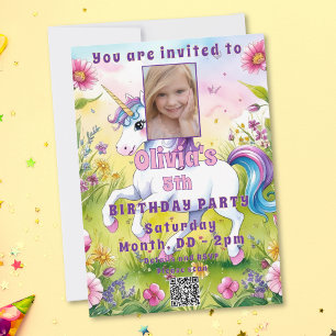 Magical Pastel Custom Birthday Photo Invitation