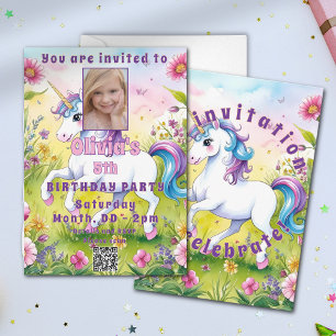 Magical Pastel Custom Birthday Photo Invitation