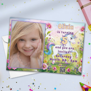 Magical Pastel Custom Birthday Photo Invitation