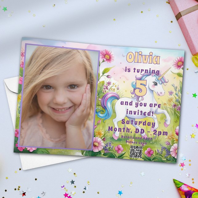 Magical Pastel Custom Birthday Photo Invitation (Creator Uploaded)