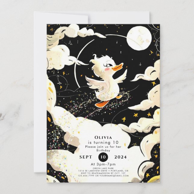 Magical Pastel Duck Birthday Invitation (Front)