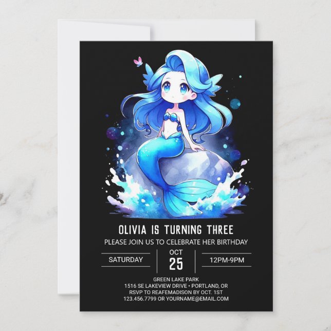 Magical Pastel Mermaid Birthday Invitation (Front)