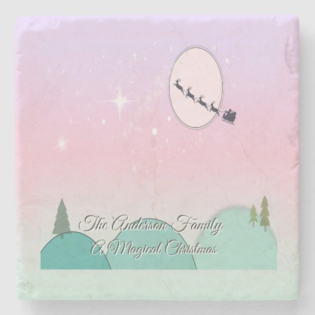Magical Pastel Moonlit Harmony Stone Coaster (Front)