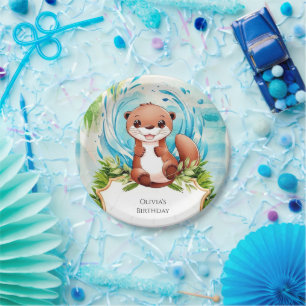 Magical Pastel Otter Birthday Paper Plate