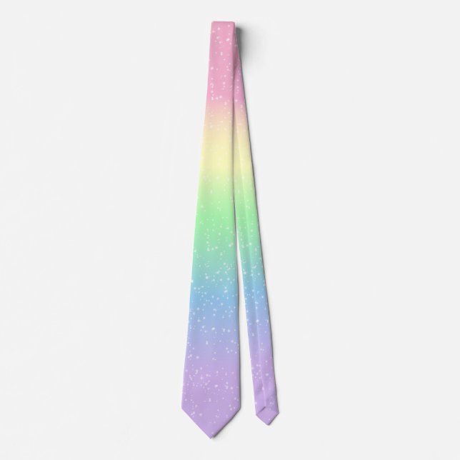 Magical Pastel Rainbow Stars Tie (Front)