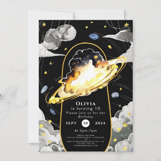 Magical Pastel Space Birthday Invitation (Front)