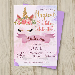 Magical Pastel Unicorn Birthday Party Invitation