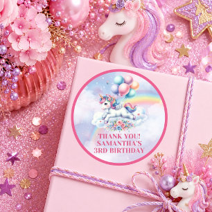 Magical Pastel Unicorn Girl Birthday Party Sticker