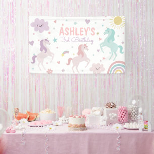 Magical Pastel Unicorn Rainbow Birthday Party  Banner