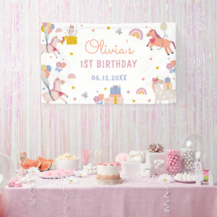 Magical Pastel Unicorn Rainbow Birthday Party  Banner