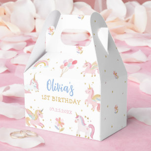 Magical Pastel Unicorn Rainbow Birthday Party Favour Box