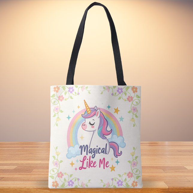 Magical Pastel Unicorn with Rainbow  Tote Bag (Creator Uploaded)