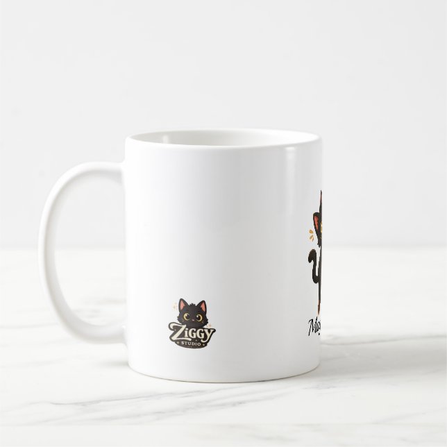 Magical Paws - Personalised Ziggy Black Cat  Coffee Mug (Left)