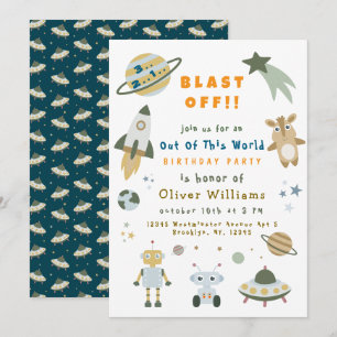 Magical Personalised Space Birthday Party Invite