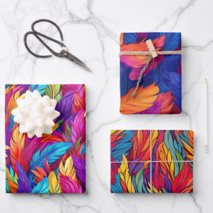 Magical Phoenix Feathers Abstract Designs Wrapping Paper Sheet