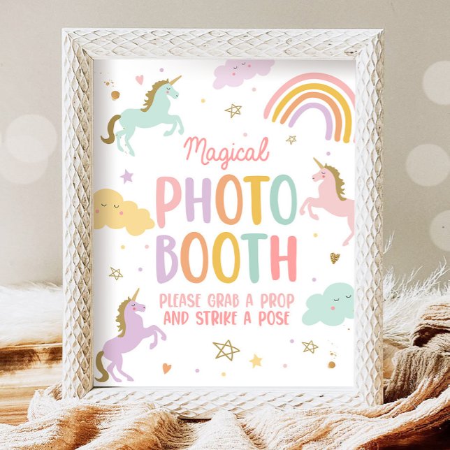 Magical Photo Booth Unicorn Girl Birthday Party Poster (Creator Uploaded)