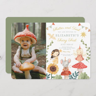 Magical  Photo Enchanted Fairy First Birthday Invitation