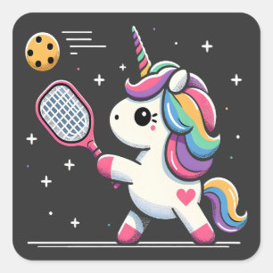 Magical Pickleball Unicorn - Funny Fantasy Player Square Sticker
