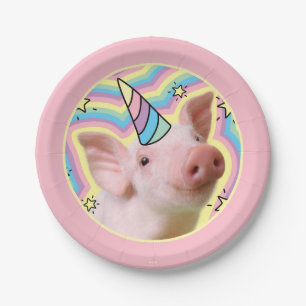 Magical Piglet Unicorn Paper Plate