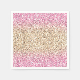 Magical Pink and Gold Glitter Ombre Napkin