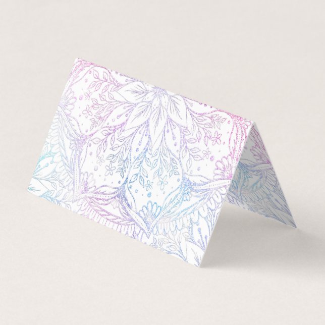 Magical Pink Blue Mandala Flower Business Card (Front)