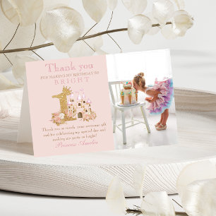 Magical pink Castle Kingdom Birthday  Thank You Card